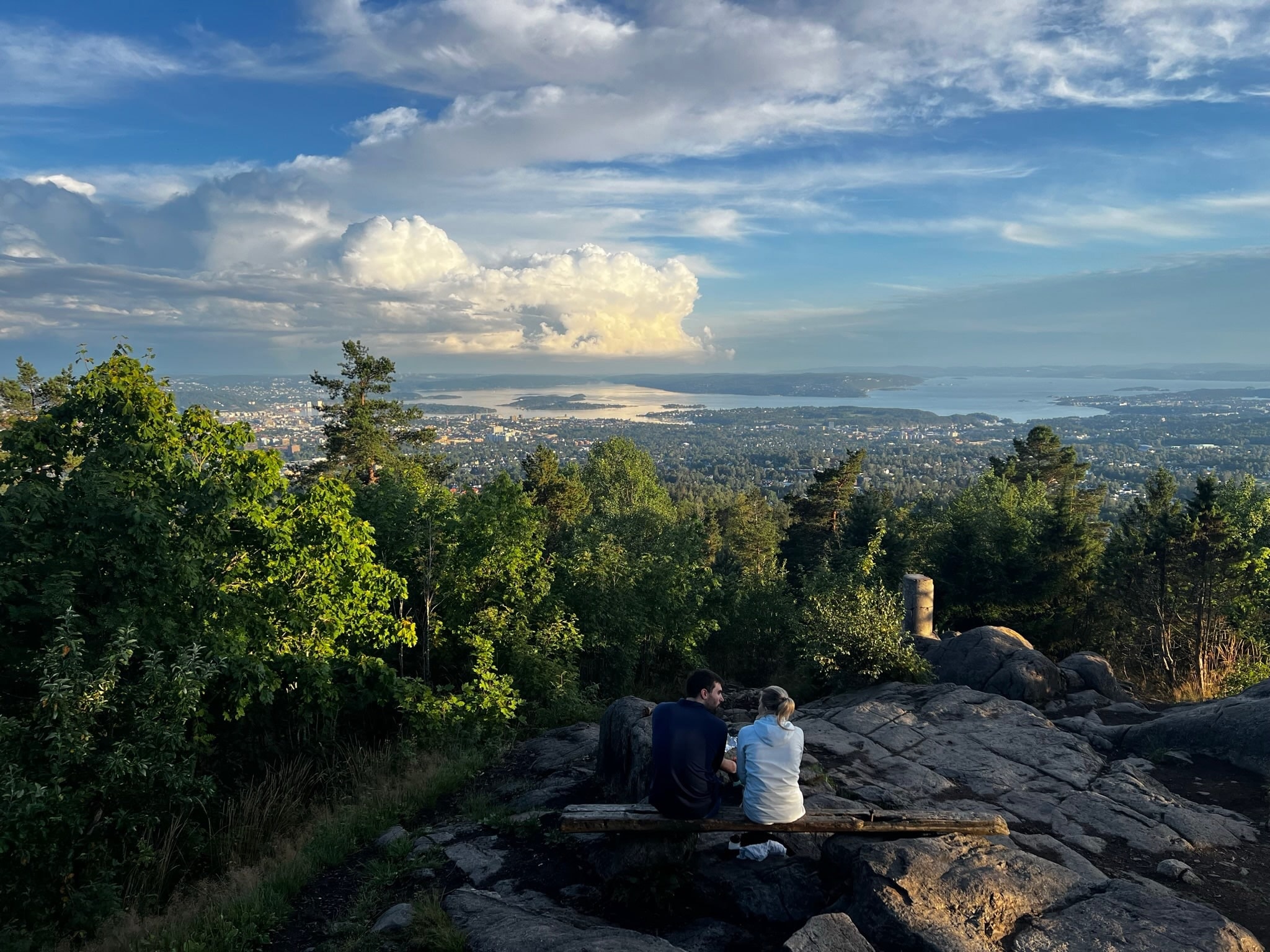Panoramic view from Vettakollen viewpoint over Oslo and the fjord